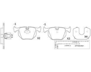 Колодки тормозные задние дисковые к-кт для BMW X5 E53 2000-2007 новый