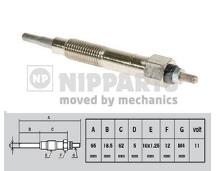 Свеча накаливания для Nissan Almera N15 1995-2000 новый