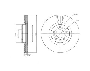 Диск тормозной передний вентилируемый для Infiniti M/Q70 (Y51) 2010-2019 новый