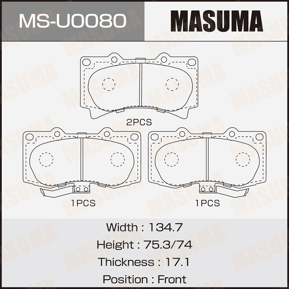 MS-U0080 Masuma Колодки тормозные передние к-кт от производителя по спец  цене купить в Ростове-на-Дону