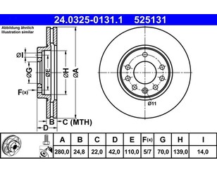 Диск тормозной передний вентилируемый для Opel Astra G 1998-2005 новый