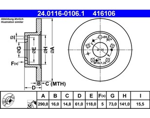 Диск тормозной передний не вентилируемый для Citroen C25 1990-1994 новый