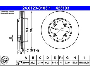 Диск тормозной передний вентилируемый для Honda Accord IV 1990-1993 новый