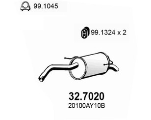 Глушитель основной для Nissan Note (E11) 2006-2013 новый