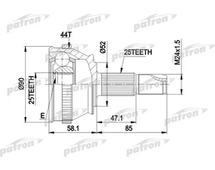 ШРУС наружный передний 25 для Fiat Brava 1995-2001 новый